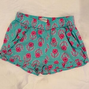 J. Crew / Crewcuts Turquoise and Pink Girls Block Print Shorts - Size 6